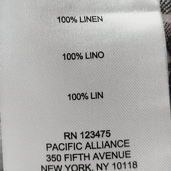 Ellen Tracy Med 100% Linen Striped Pants Wide Leg Cropped Gray & White Coastal - Picture 6 of 6